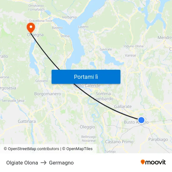 Olgiate Olona to Germagno map