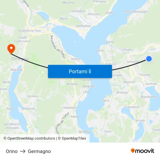 Orino to Germagno map