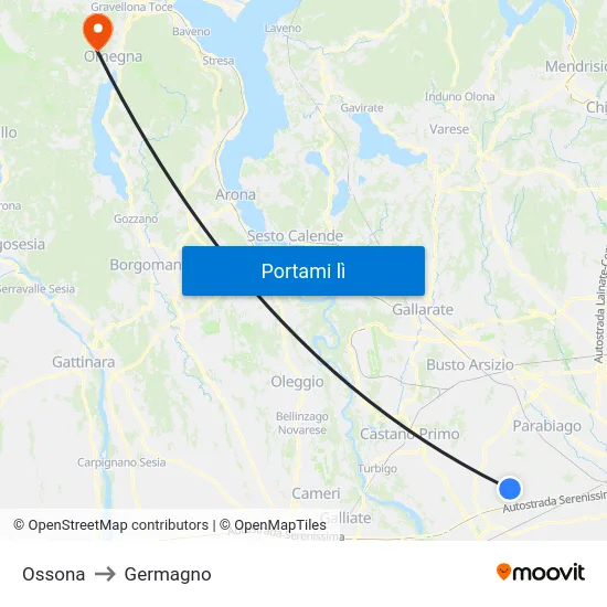 Ossona to Germagno map