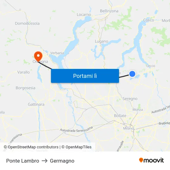 Ponte Lambro to Germagno map
