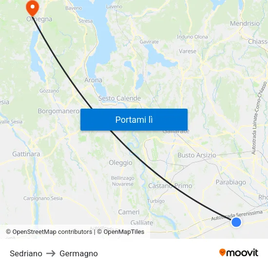 Sedriano to Germagno map