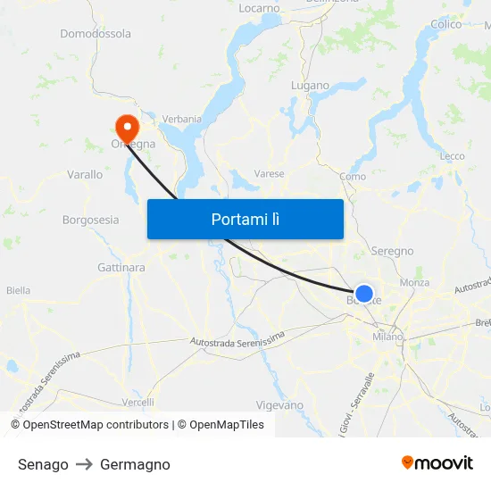 Senago to Germagno map