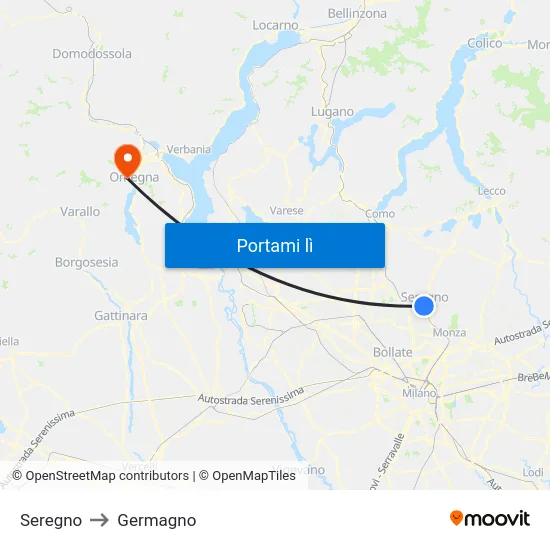 Seregno to Germagno map