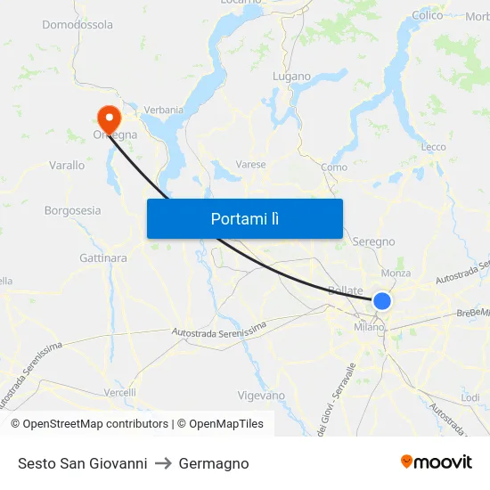 Sesto San Giovanni to Germagno map
