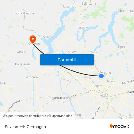 Seveso to Germagno map