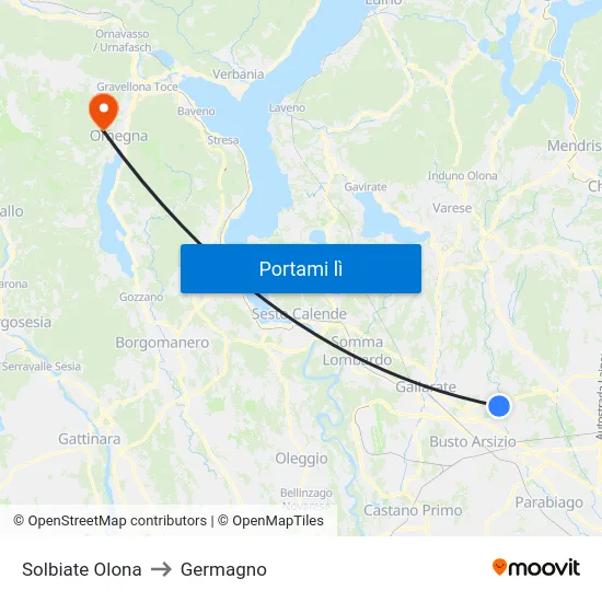 Solbiate Olona to Germagno map