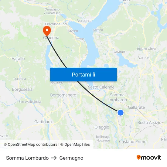 Somma Lombardo to Germagno map