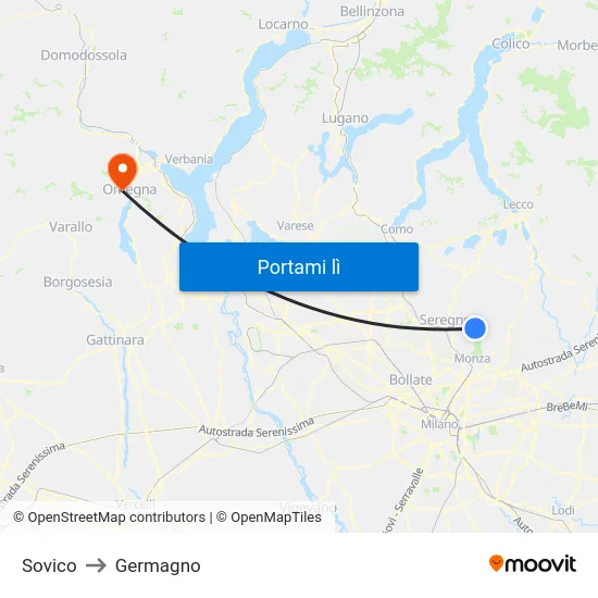 Sovico to Germagno map