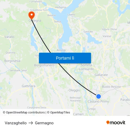 Vanzaghello to Germagno map