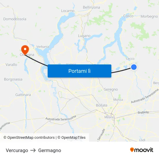 Vercurago to Germagno map