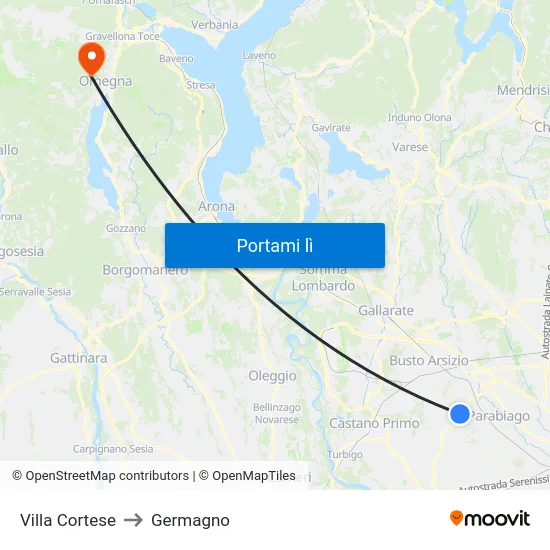 Villa Cortese to Germagno map