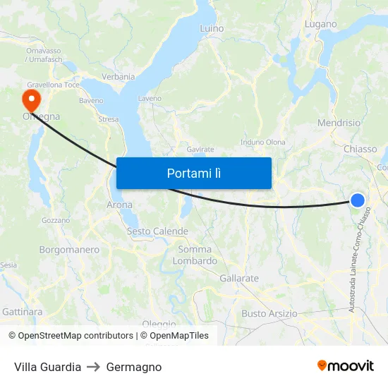 Villa Guardia to Germagno map