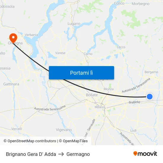 Brignano Gera D' Adda to Germagno map