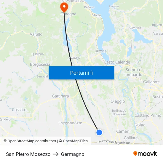 San Pietro Mosezzo to Germagno map