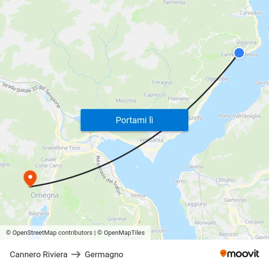 Cannero Riviera to Germagno map