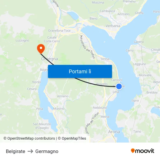 Belgirate to Germagno map