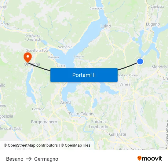 Besano to Germagno map
