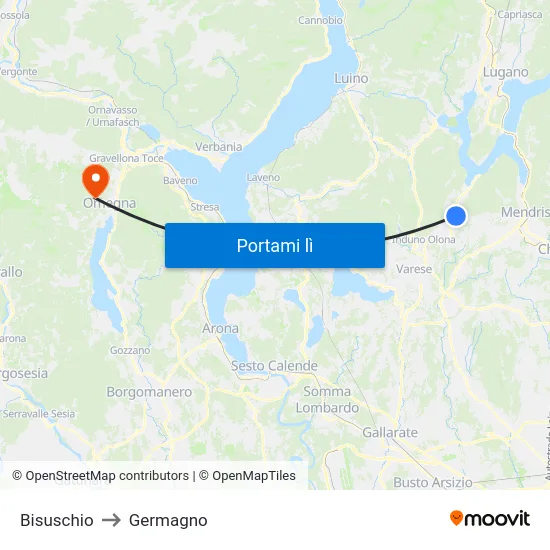 Bisuschio to Germagno map