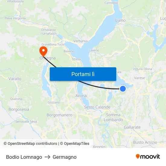Bodio Lomnago to Germagno map
