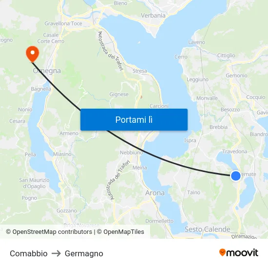 Comabbio to Germagno map
