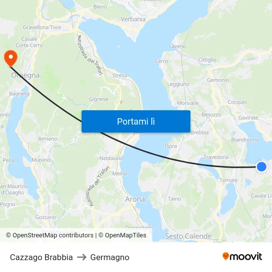 Cazzago Brabbia to Germagno map