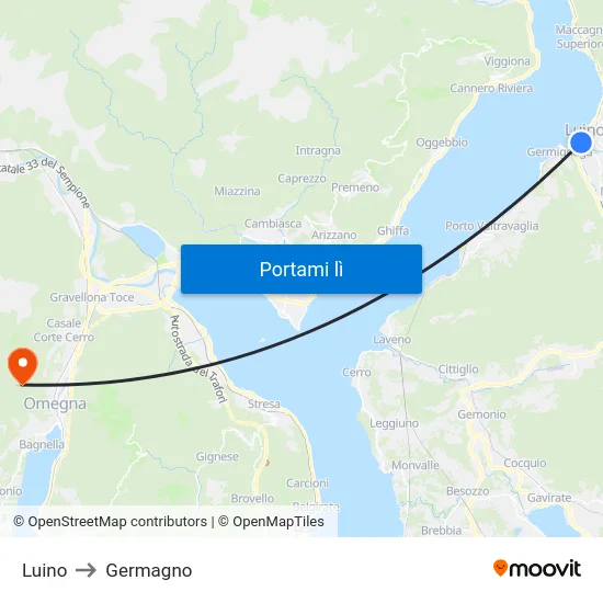 Luino to Germagno map