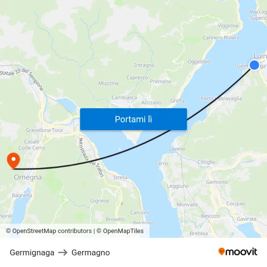 Germignaga to Germagno map