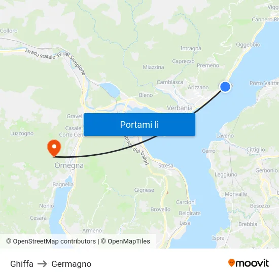 Ghiffa to Germagno map