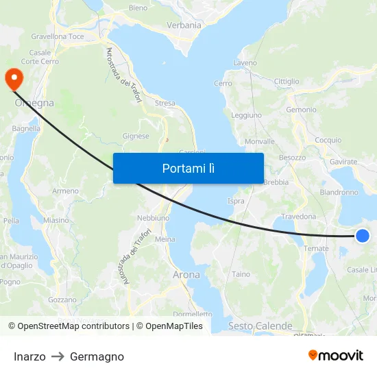 Inarzo to Germagno map