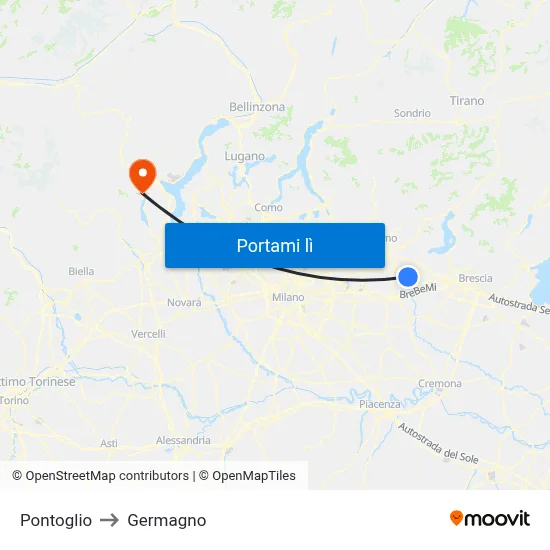 Pontoglio to Germagno map