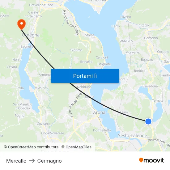 Mercallo to Germagno map