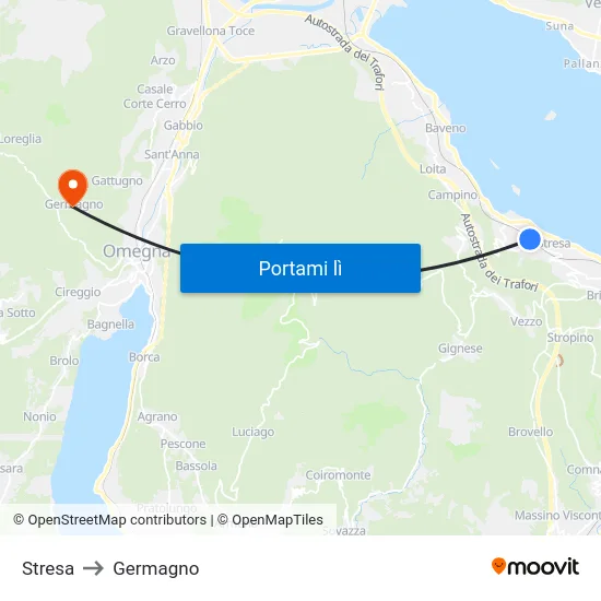 Stresa to Germagno map