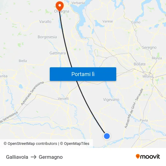Galliavola to Germagno map