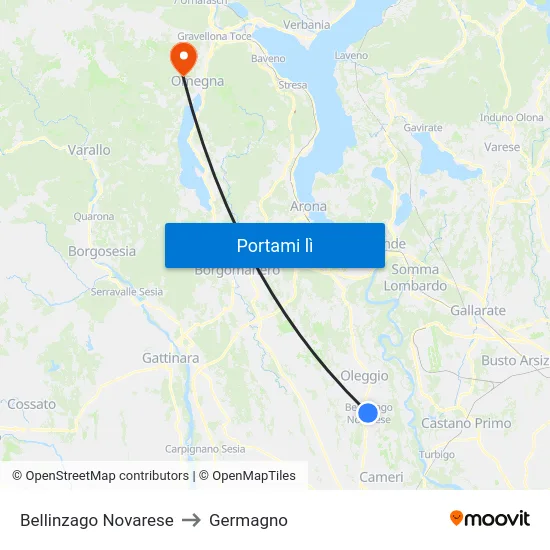 Bellinzago Novarese to Germagno map