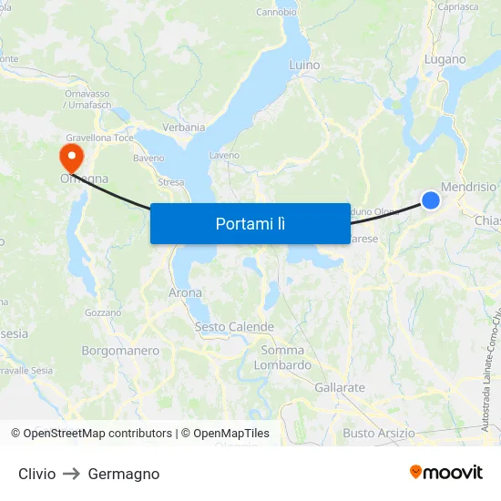 Clivio to Germagno map
