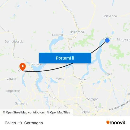 Colico to Germagno map