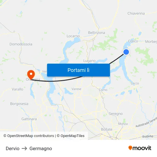 Dervio to Germagno map