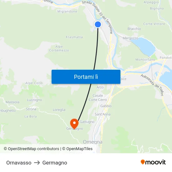 Ornavasso to Germagno map