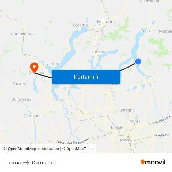 Lierna to Germagno map