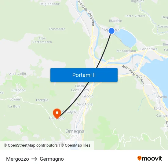 Mergozzo to Germagno map