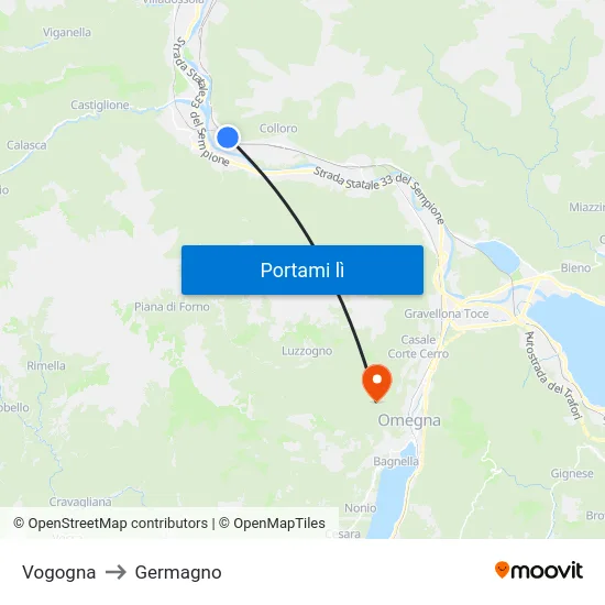 Vogogna to Germagno map