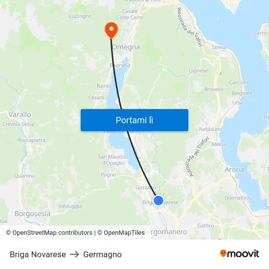 Briga Novarese to Germagno map