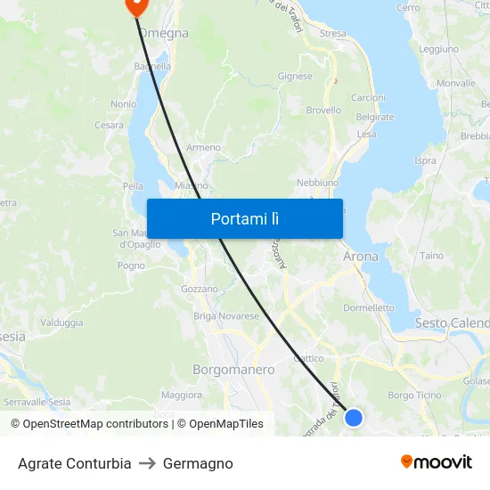Agrate Conturbia to Germagno map