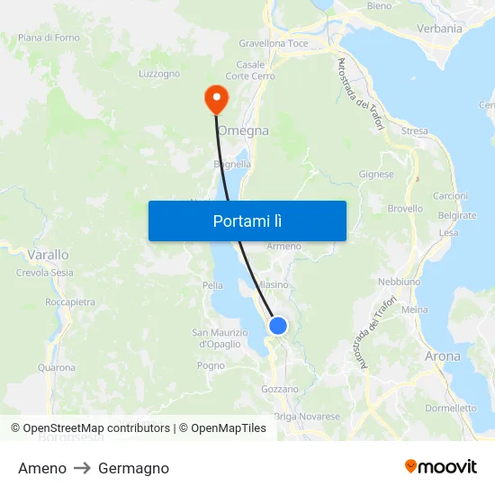 Ameno to Germagno map