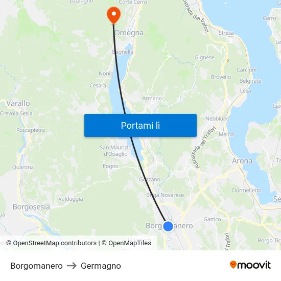 Borgomanero to Germagno map