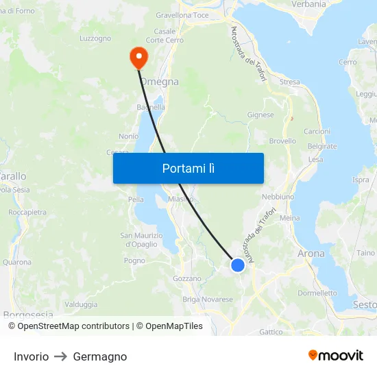 Invorio to Germagno map