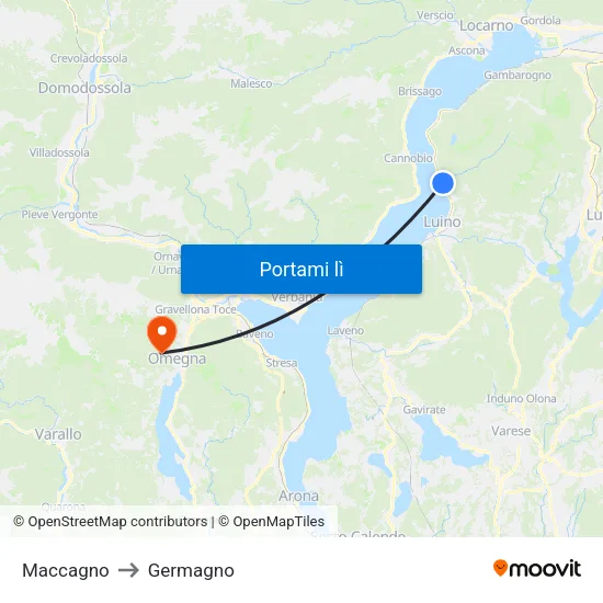 Maccagno to Germagno map