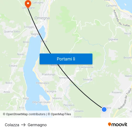 Colazza to Germagno map