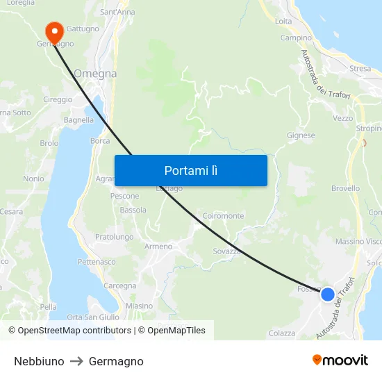 Nebbiuno to Germagno map