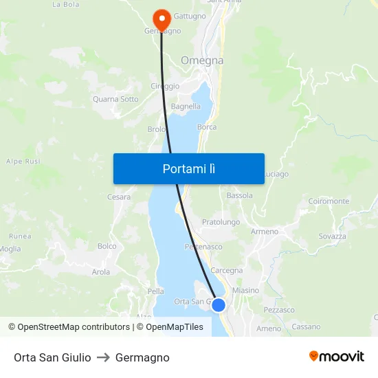 Orta San Giulio to Germagno map